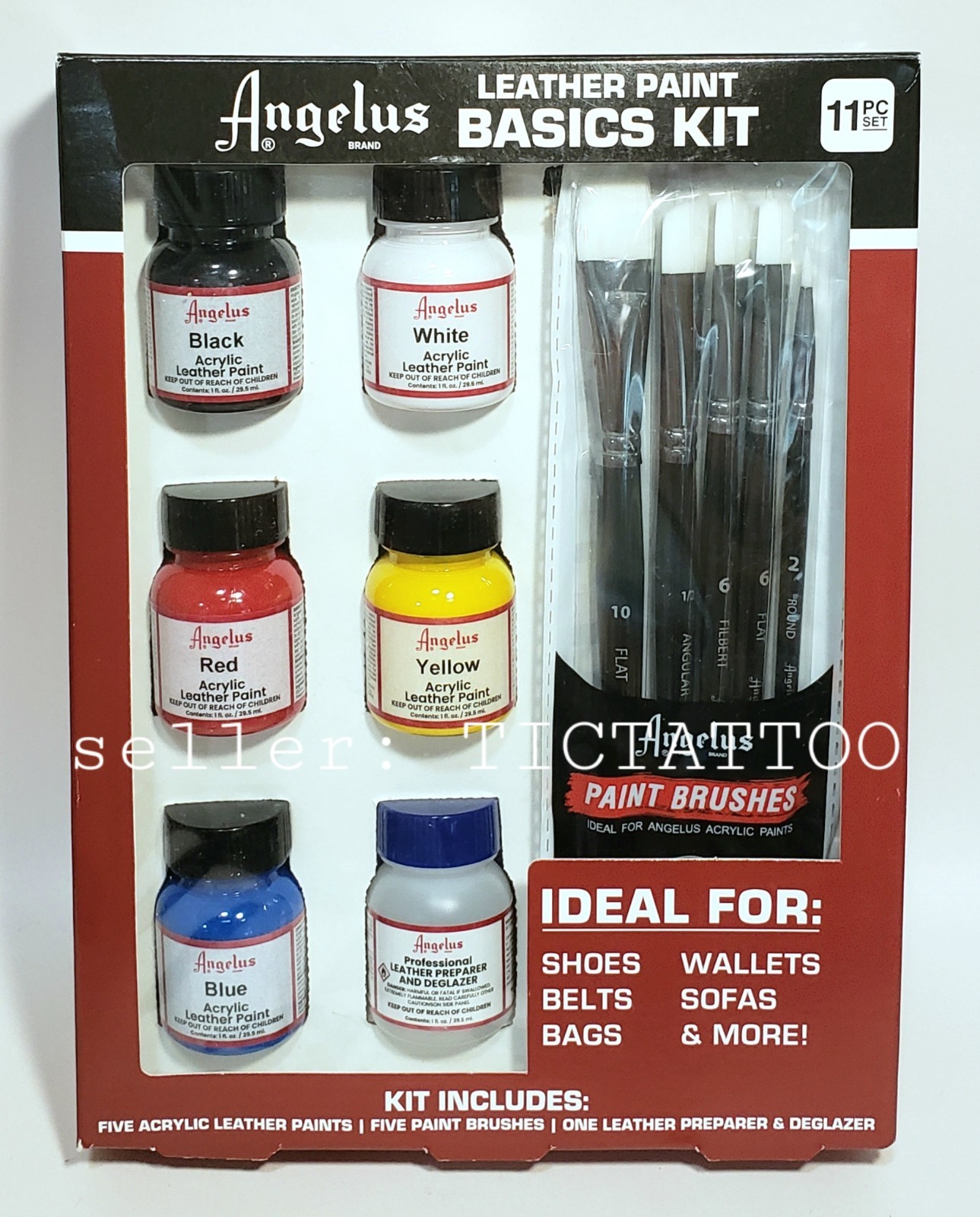 🔥 Angelus Leather Paint Basics Kit 11pc Set Paints Brushes NIB NEW