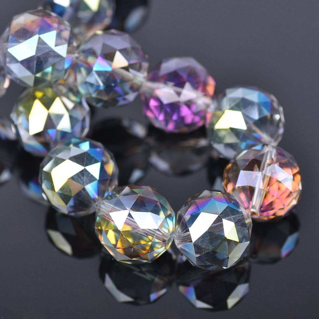 10pcs 20mm Big Round Faceted Crystal Glass Ball Loose Beads for Jewelry Making