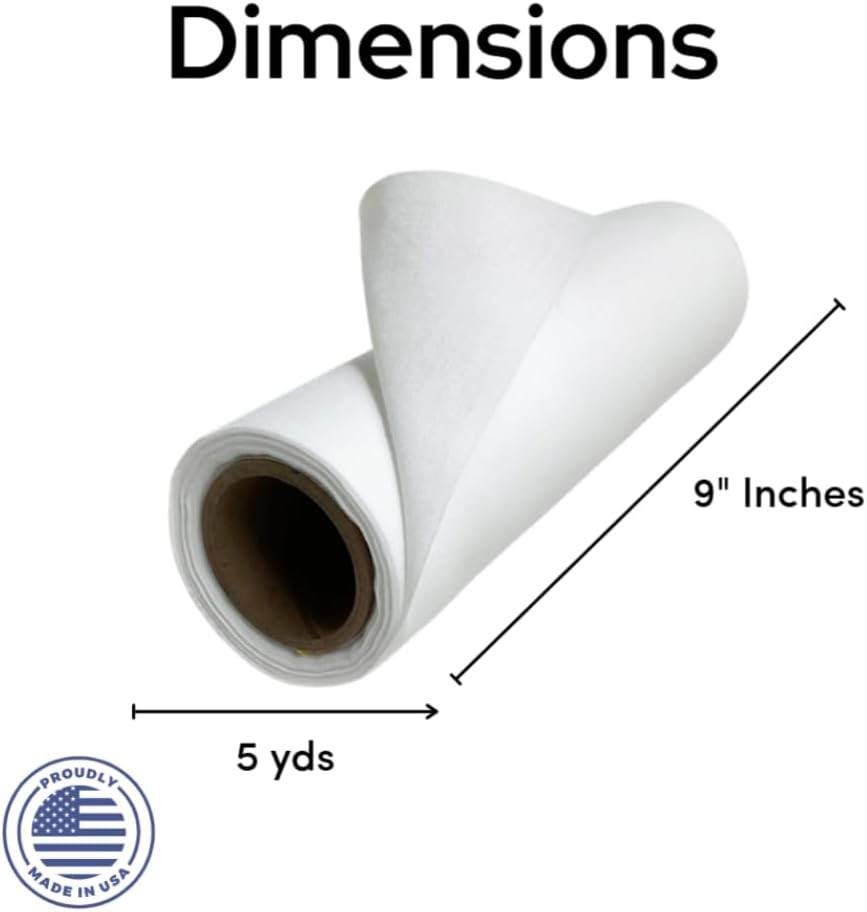 9″ x 5 yd Fusible White 100% Cotton Woven Iron On Interfacing, for Crafting,