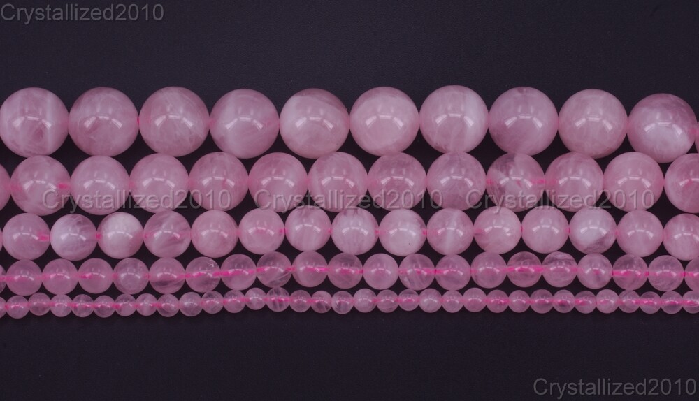 Natural Madagascar Rose Quartz Gemstone Round Beads 4mm 6mm 8mm 10mm 12mm 15.5″