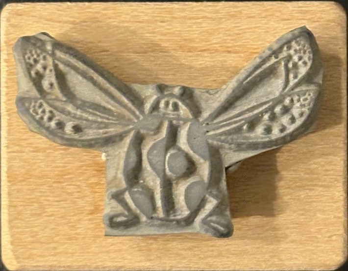 Magenta Flying Ladybug Small Rubber Stamp