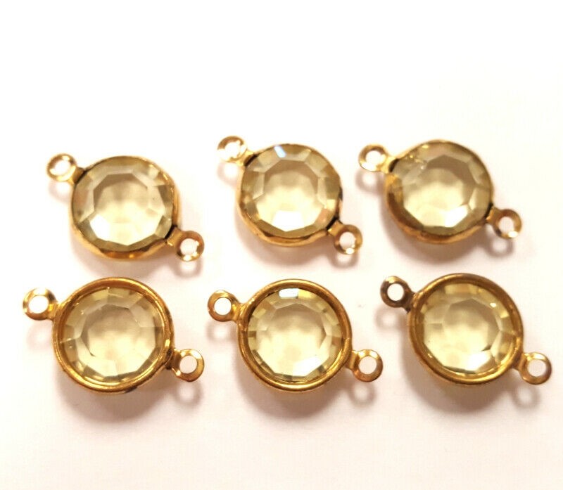 6 Vintage Swarovski Jewel 47SS Channel 2 Loop Connectors -7 Colors You Pick J140