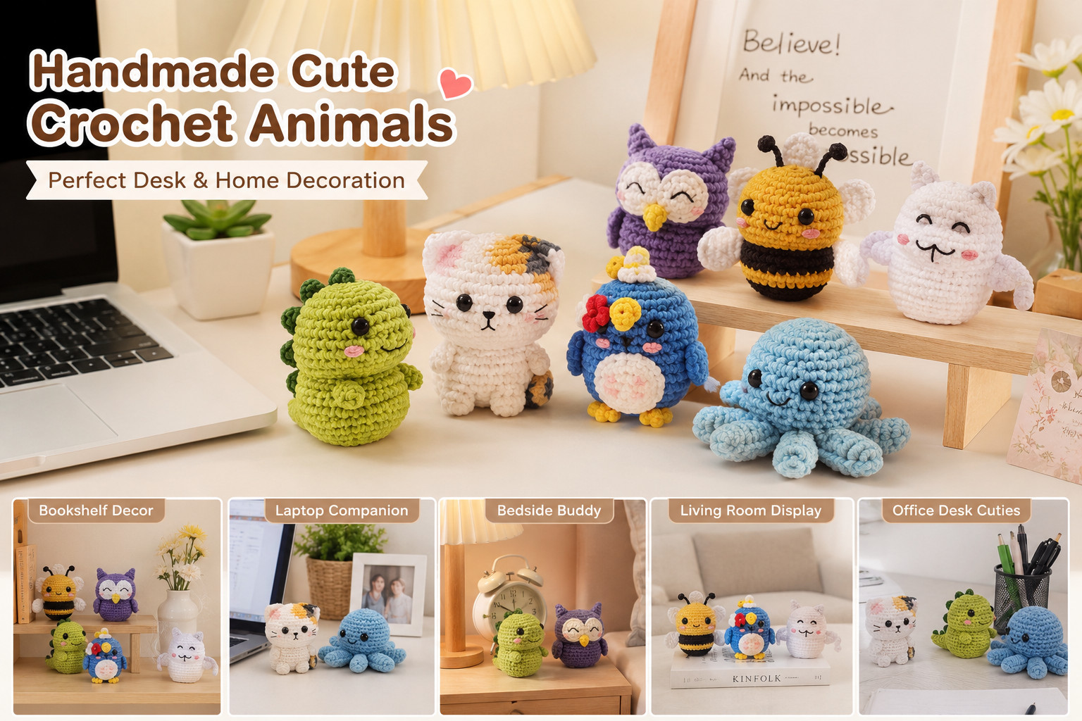 6PCS Crochet Kit for Beginners Animal Amigurumi DIY Craft Set w/ Videos