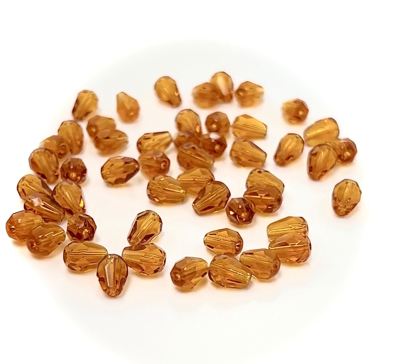 Czech Glass Pear Shaped Fire Polished Beads 8x6mm Topaz brown Tear Drops, 50pc