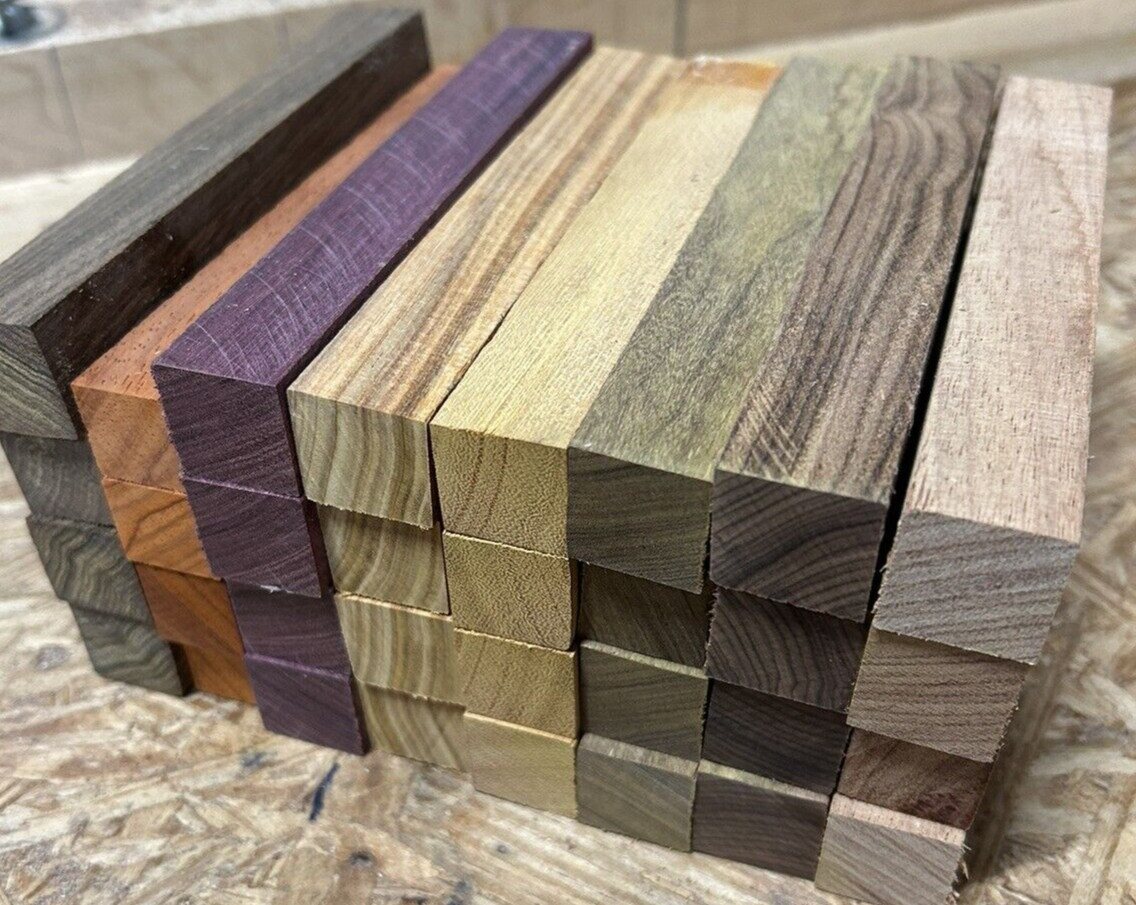 32 BOCOTE ZEBRAWOOD MACAWOOD YELLOWHEART PURPLEHEART WALNUT PADAUK PEN BLANKS