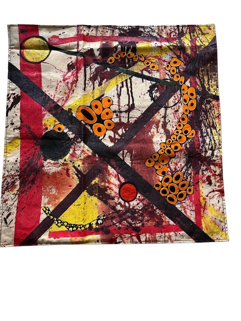 Hand painted Multicolor Abstract Art Print Square Throw Pillowcase.