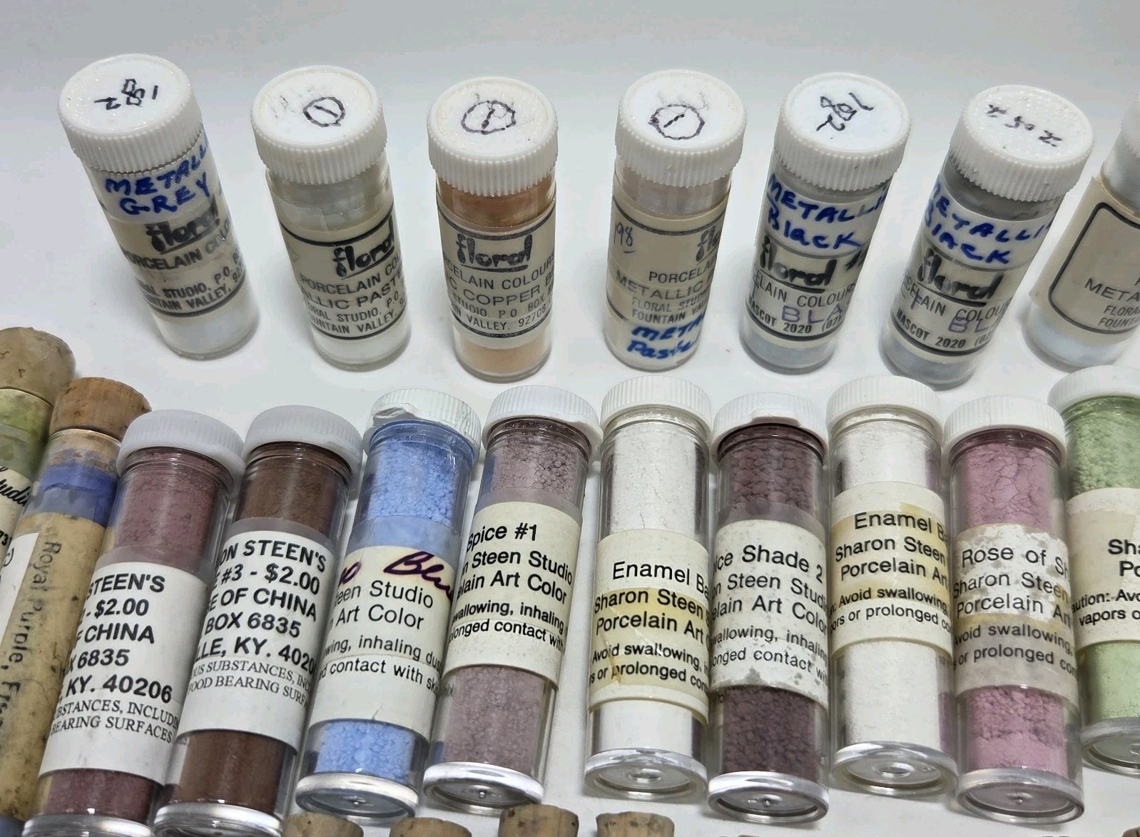 VTG Lot Of 49 China Paint Porcelain Dry Powder Various Manufacturers W/Metallics