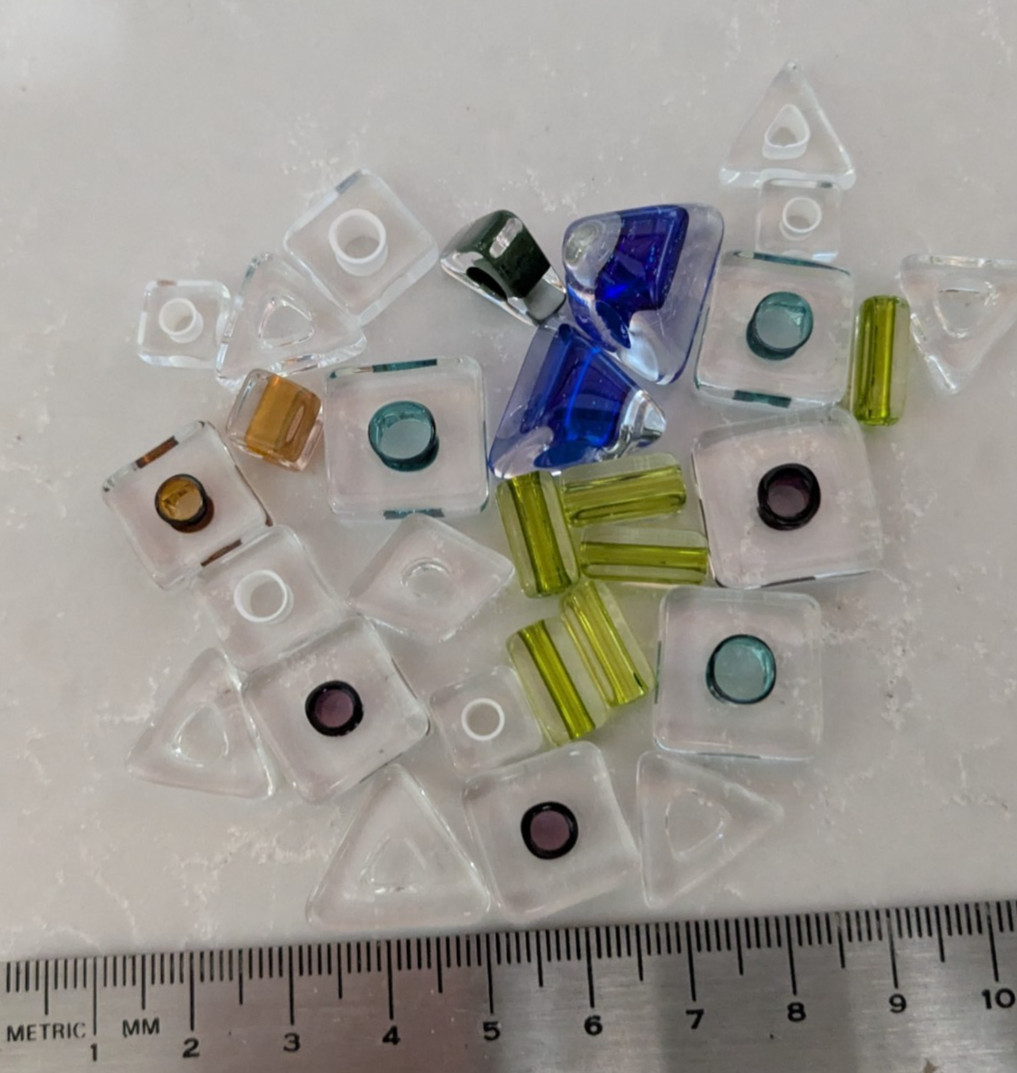 Lot of 20-25 Multicolor Sliced Furnace Glass Beads Assorted Sizes & Colors