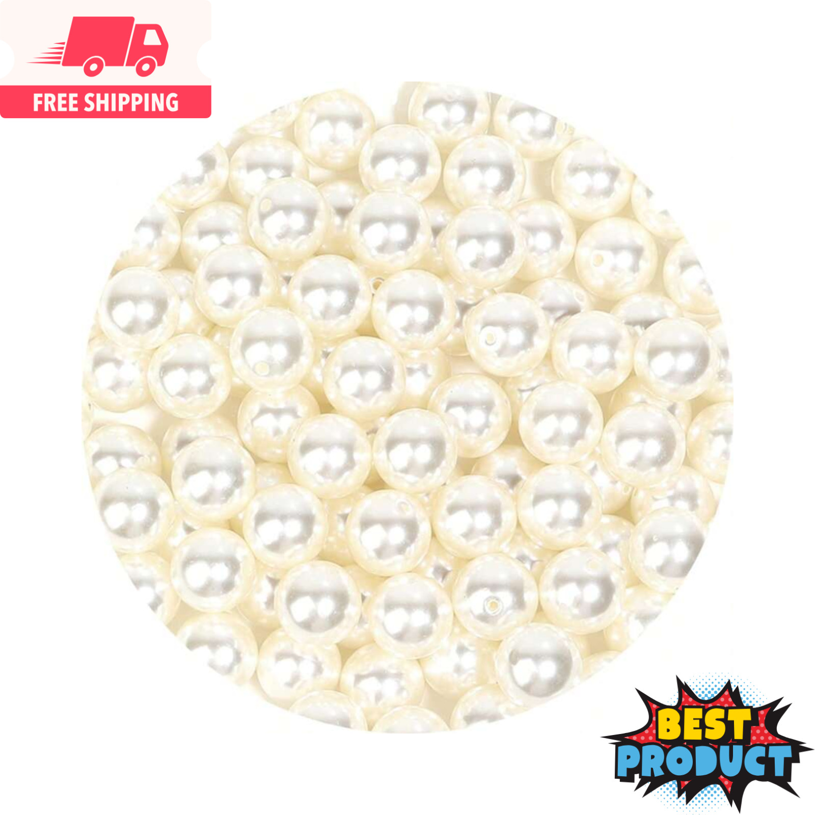 1000x Faux Pearl Beads Colorful Straight Hole 3-10mm Beads for Making Jewellery