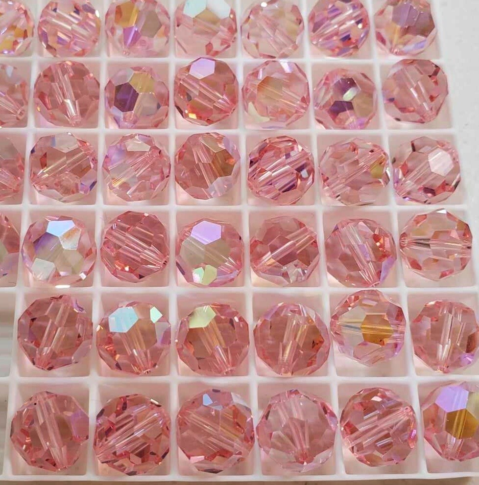 Swarovski Crystal 5000 10mm round beads, Light Rose AB (6pcs)