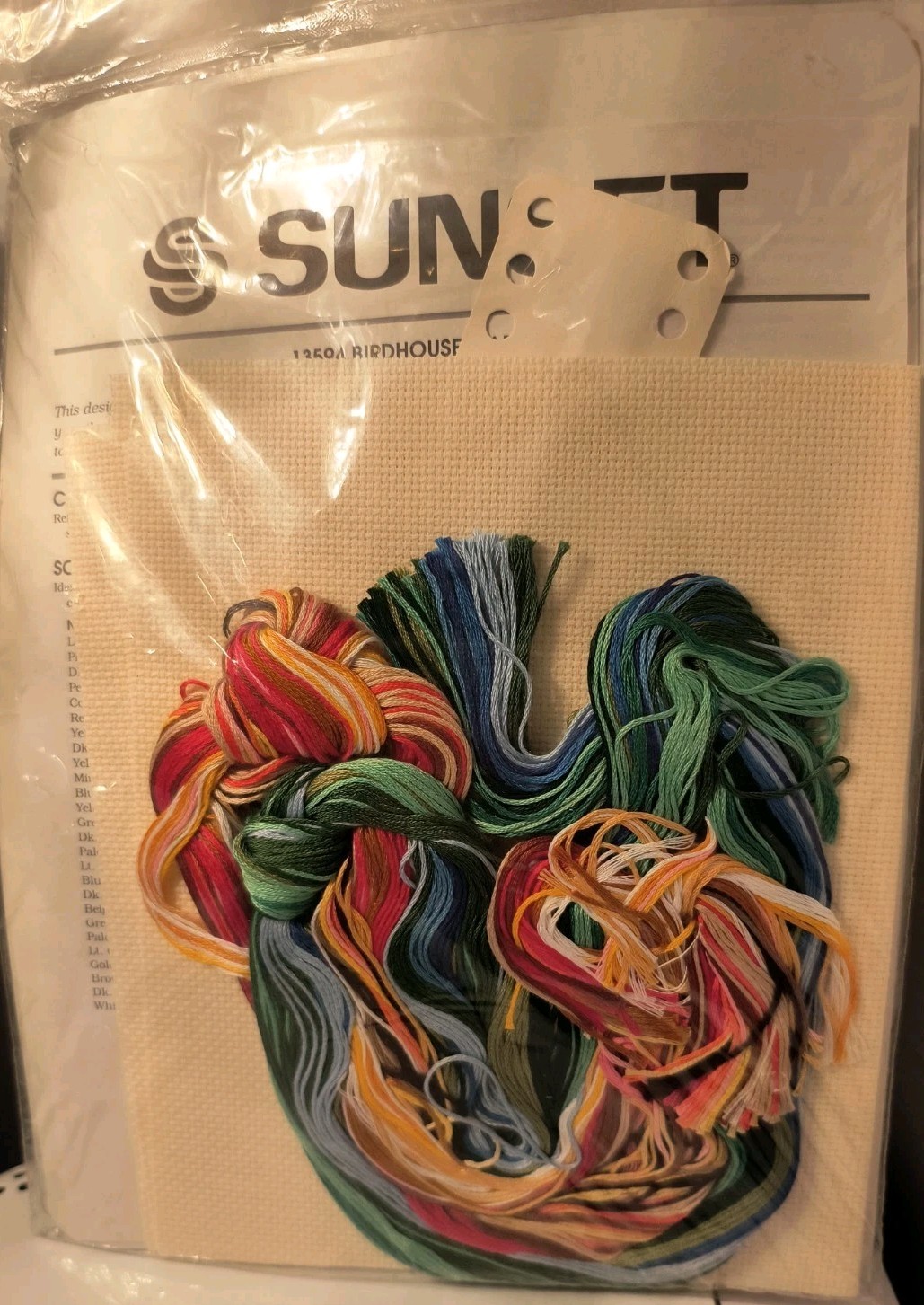 Sunset Counted Cross Stitch Kit Birdhouse Garden 11″x14″ 1994 13594 Vtg Sealed