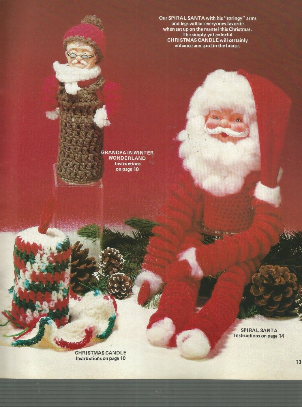 Crochet Patterns Santa Doll Dog Clown Poodle Container Bunny E13