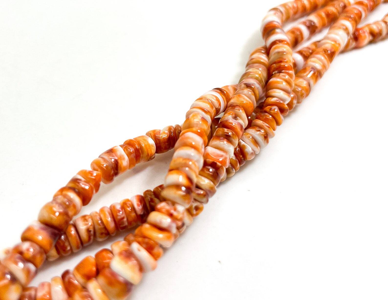 AAA Natural Orange Spiny Oyster Rondelle Disc Polished Heishi 5mm Beads PG221B