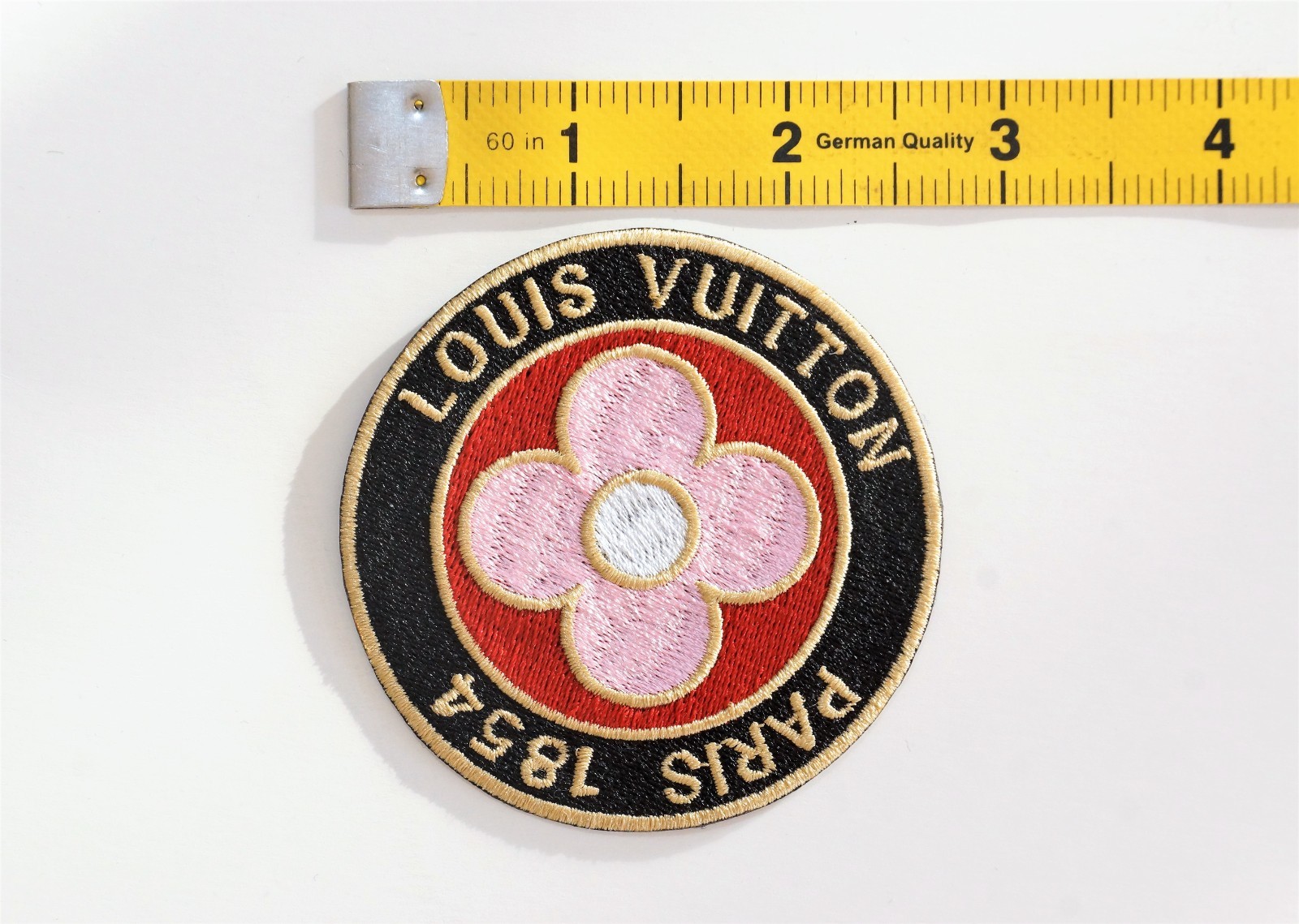 LV 2PCS Iron-On Patches Red Pink Embroidered Logo Handmade Badge