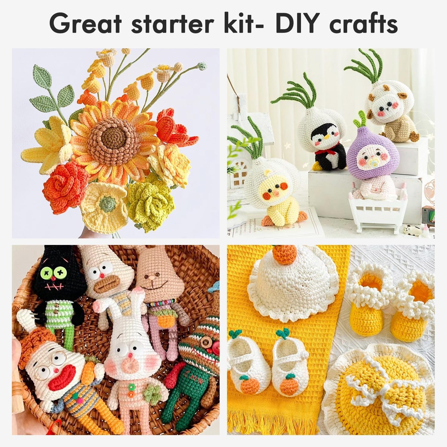 62 Assorted Colors Yarn Pack – Beginner Crochet Set