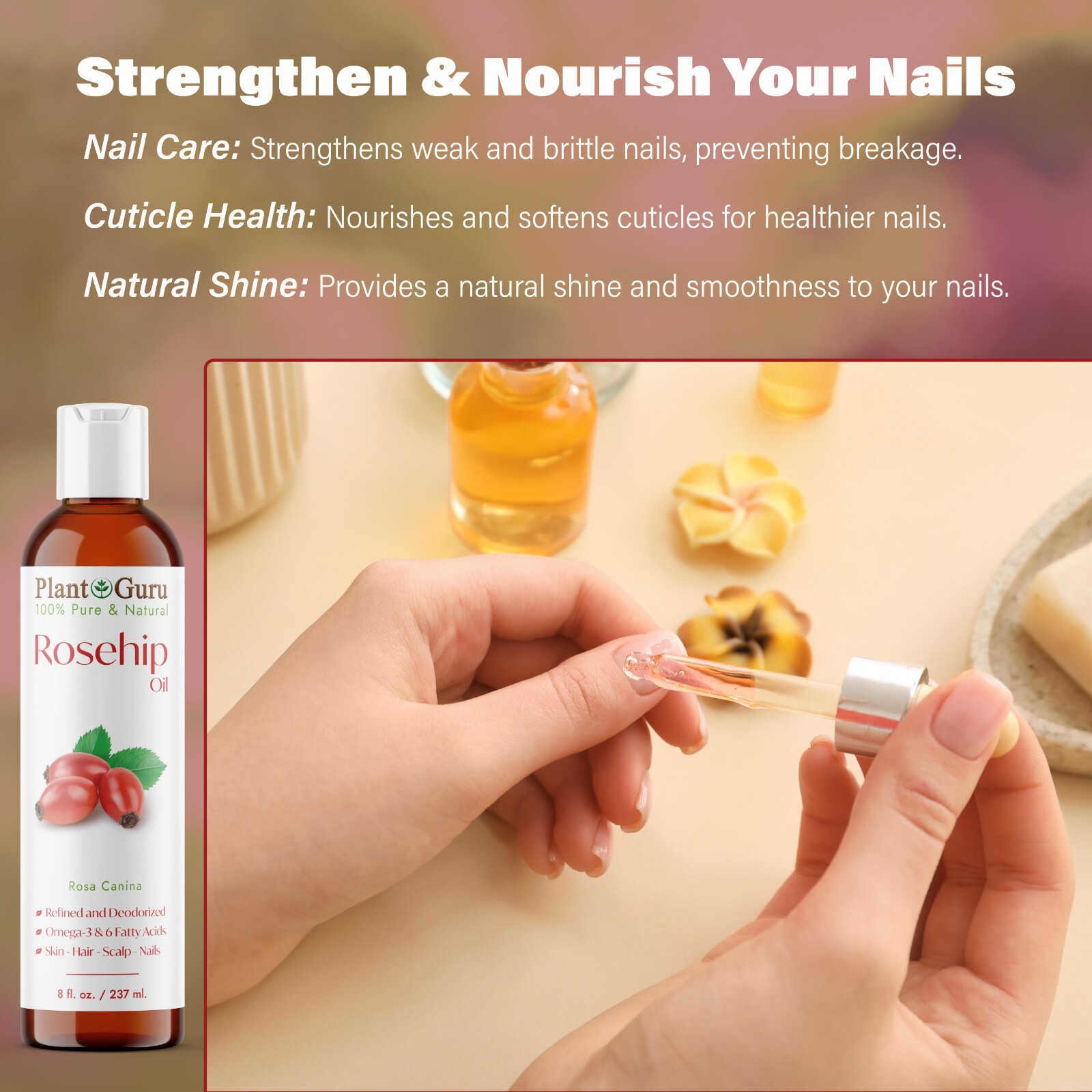 Rosehip Seed Oil Cold Pressed REFINED 100% Pure Natural For Skin Face Hair