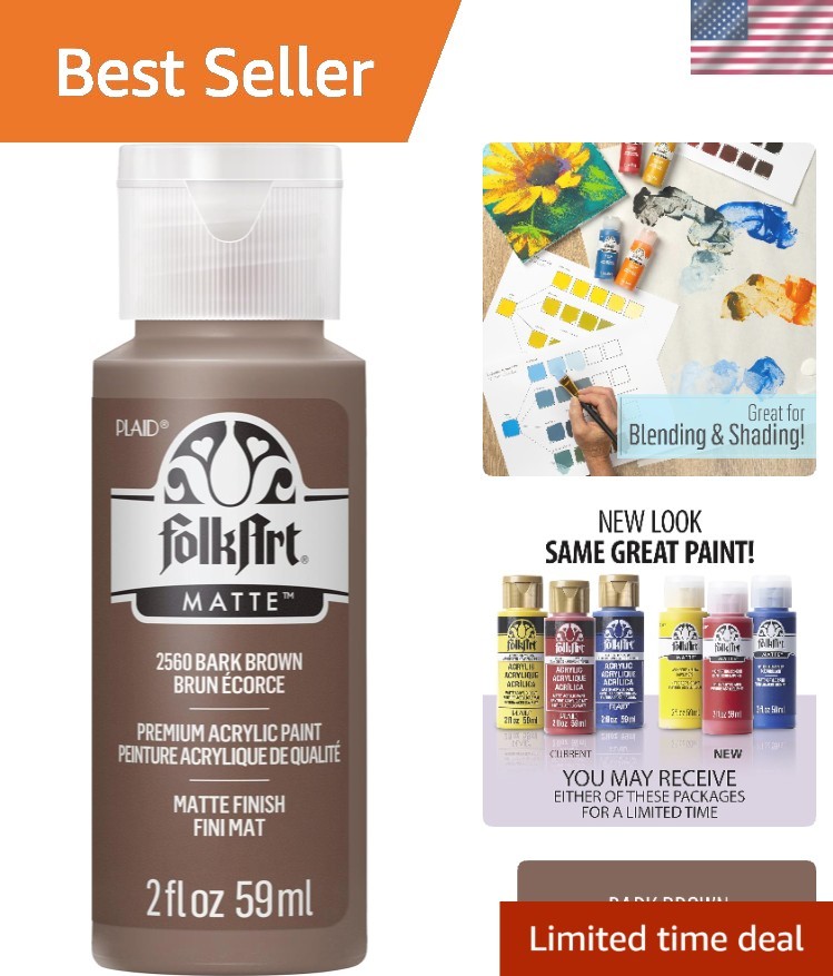 Non-Toxic 2 oz Acrylic Craft Paint in Bark Brown – Perfect for Multiple Surfaces