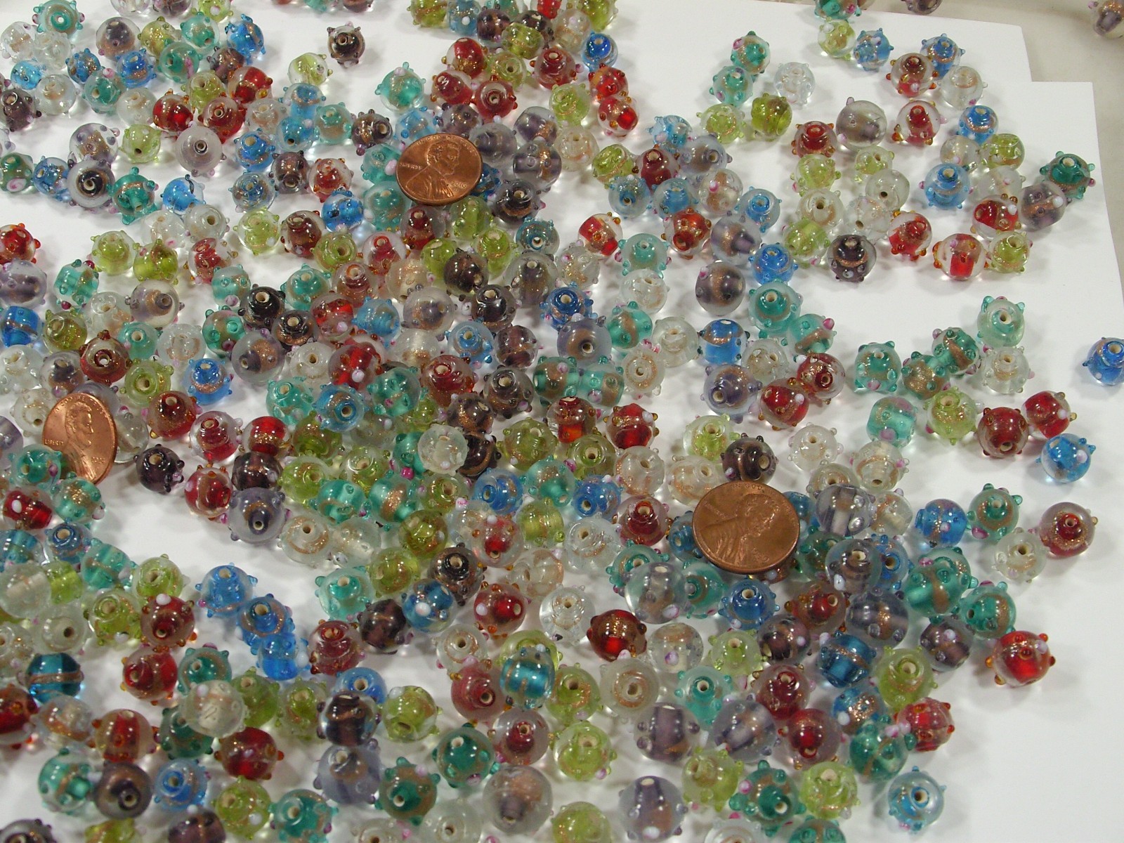 2 Pounds Assorted Colors India Handmade Intricate Design Glass Beads Lot (A-8) ⭐