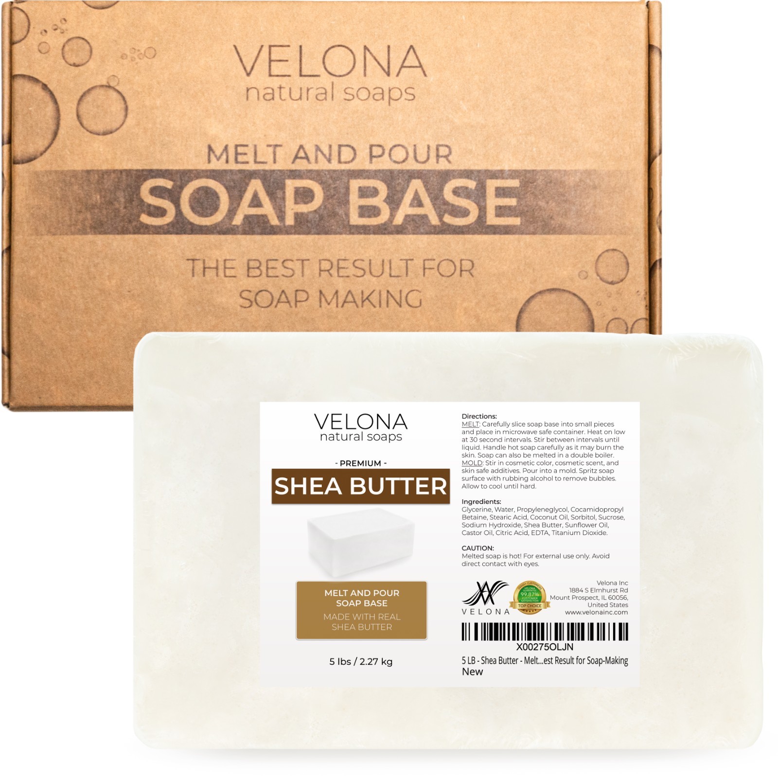 2,5,10,25 LB – Shea Butter Soap Base by Velona SLS/SLES Free Melt Pour