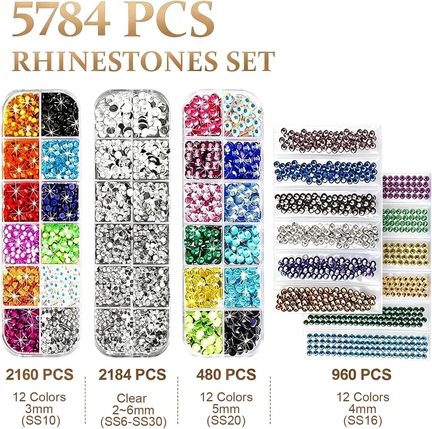 GLTECK Hotfix Applicator Kit: 5784 Rhinestones, 7 Tips, Templates