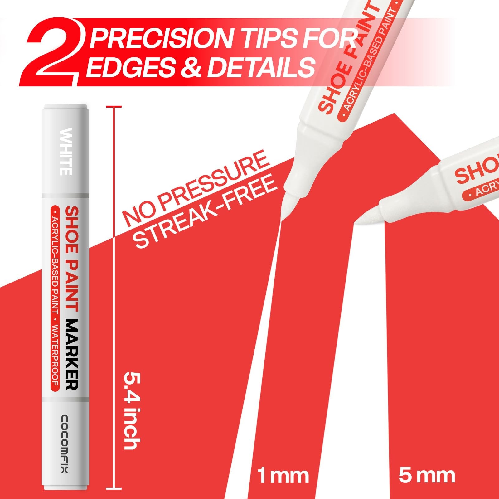 2-in-1 White Shoe Paint Marker 2 Pack Instant Whitens Yellowed Midsoles