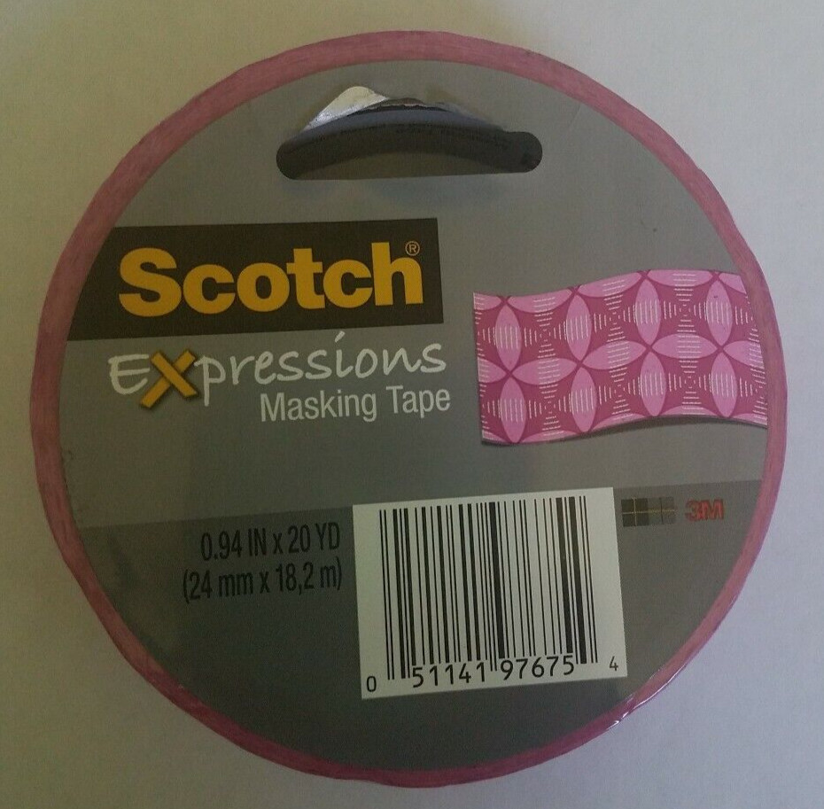 Scotch 0.94″ x 20 Yd Pink Geometric Expressions Masking Tape (1 UNIT) BRAND NEW