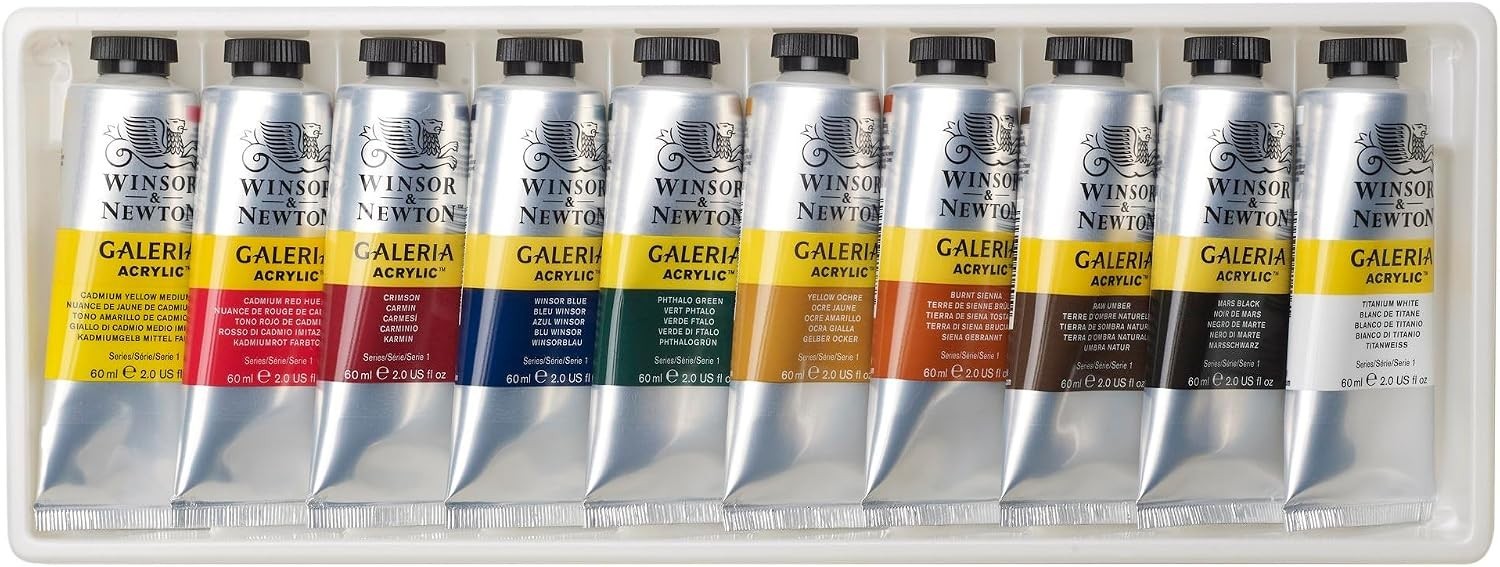 Winsor & Newton Galeria Acrylic Paint, 10 x 60ml (2–oz) Tube Paint Set