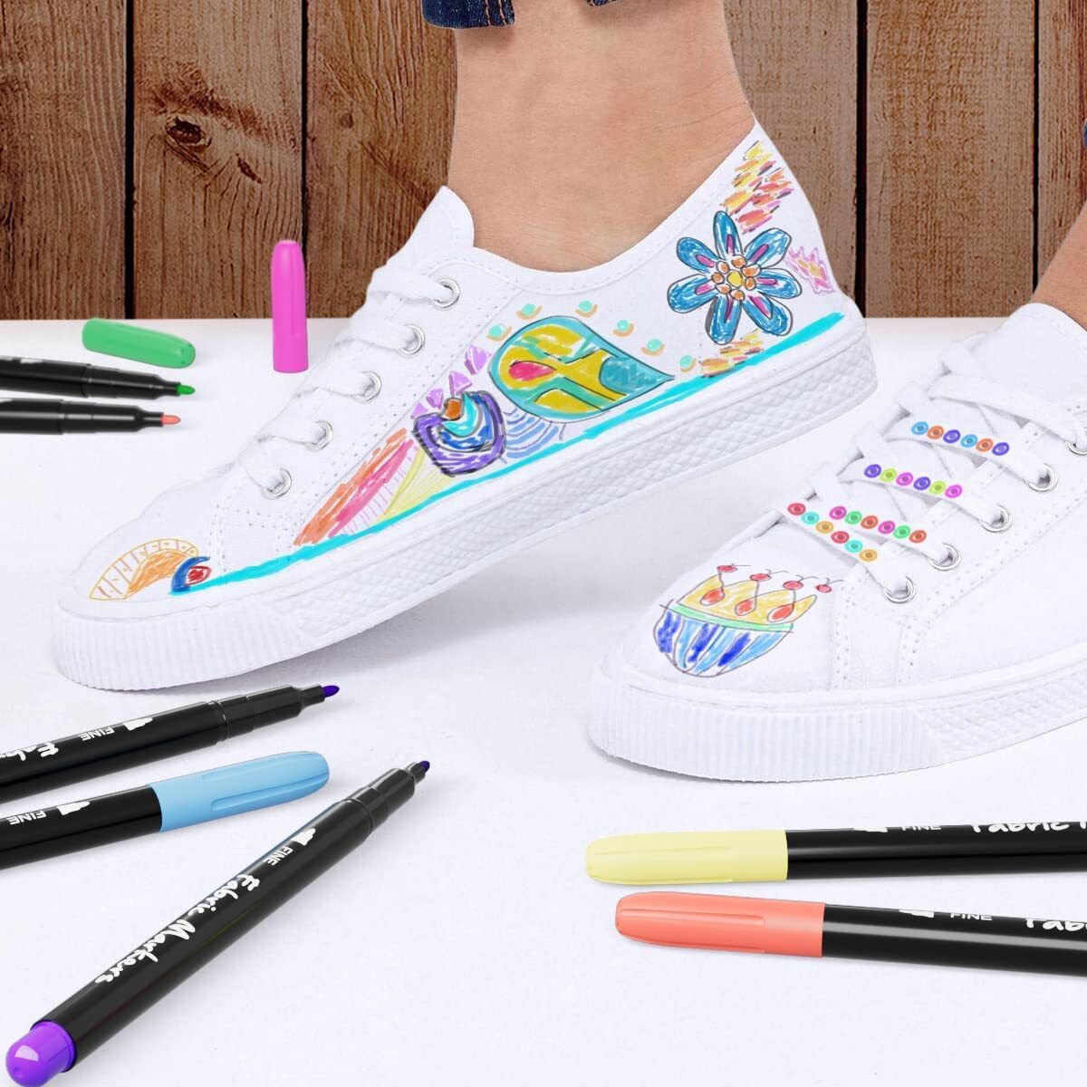 Fabric Markers Permanent Pens Paint Clothing Textile Dye T-Shirt Shoes DIY Set