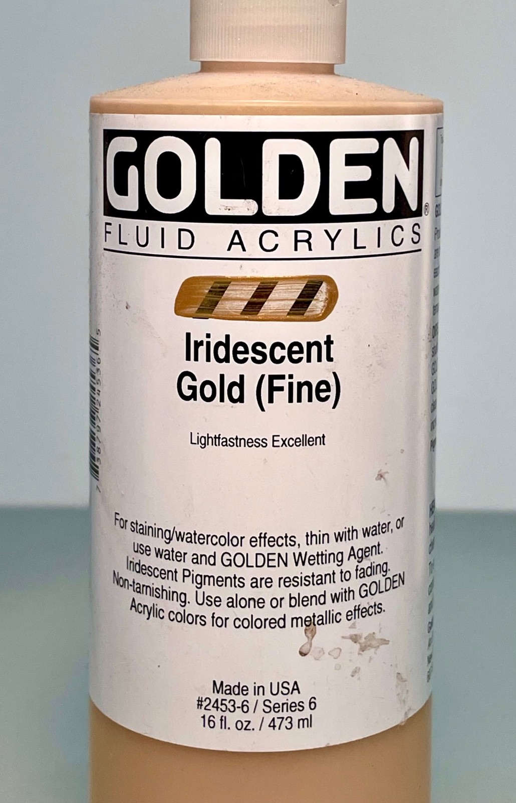 New Golden Fluid Acrylics Iridescent Gold (Fine) 16 0z Lightfastness Excellent