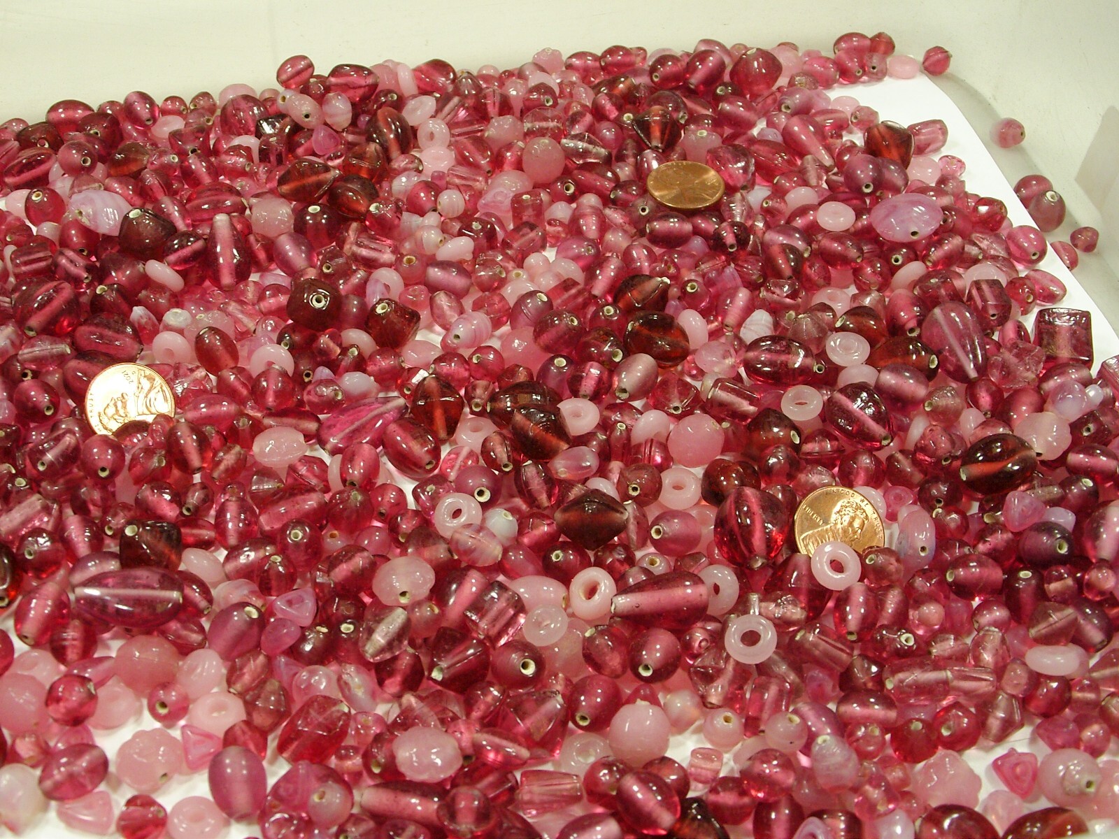 2 Pounds Assorted Shapes and Sizes India Handmade Pink Glass Beads Bulk (GV-3B)