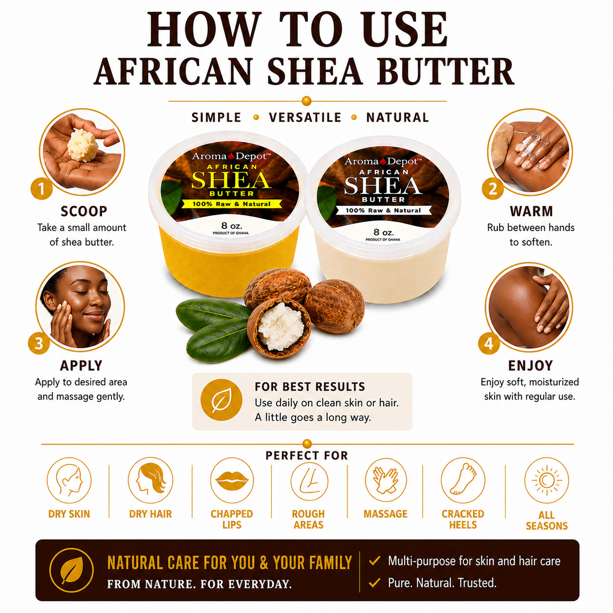 Shea Butter 8 oz. Wholesale 100% Raw Pure Organic Shea Butter Unrefined 4 PACK