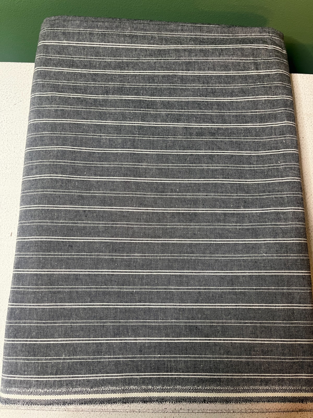 Charcoal Gray Pinstripe Fabric White/Ivory Stripes Woven Look 2 Yards 16″ x 62″