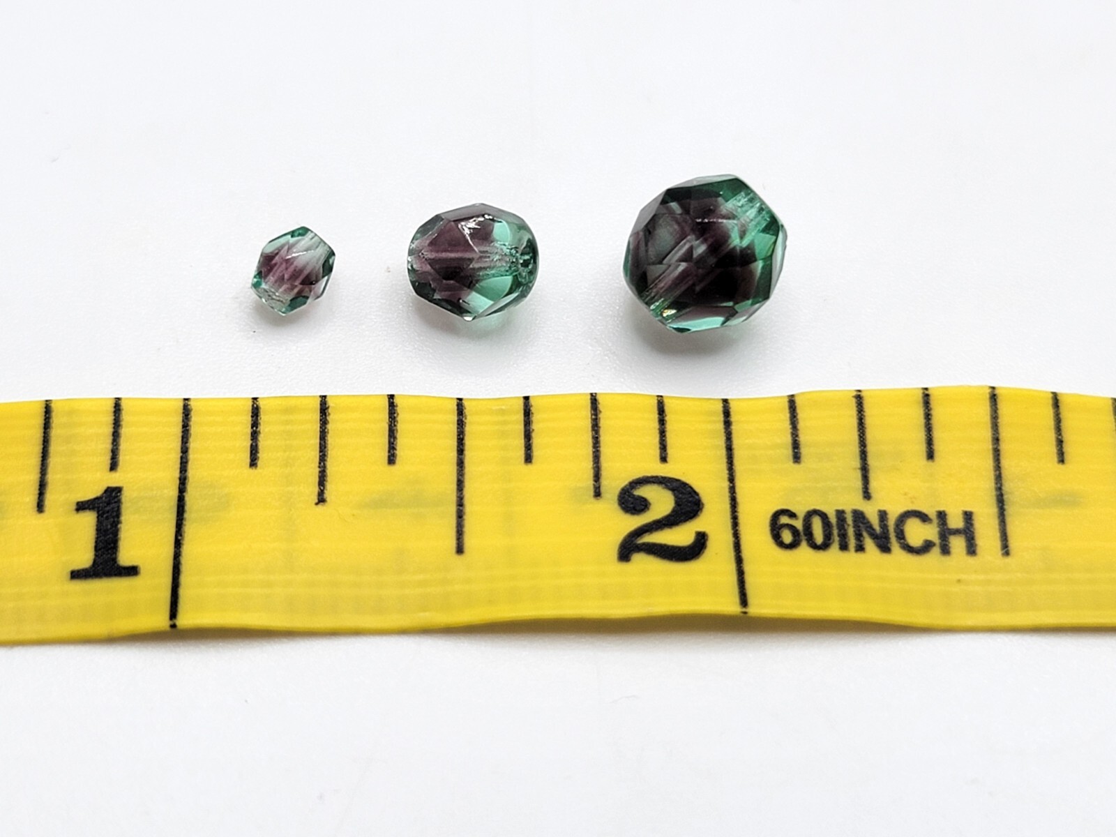Emerald Purple Uranium Glass Beads Bicolor 4mm 6mm 8mm Czech Fire Polished 10pcs