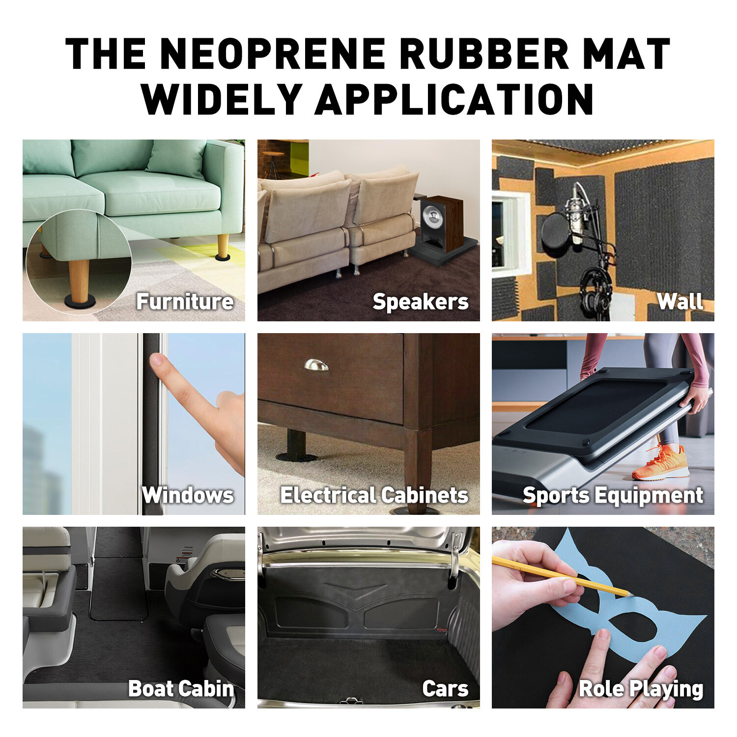 Adhesive Neoprene Rubber Sheet WaterProof Sponge Foam Padding for Craft