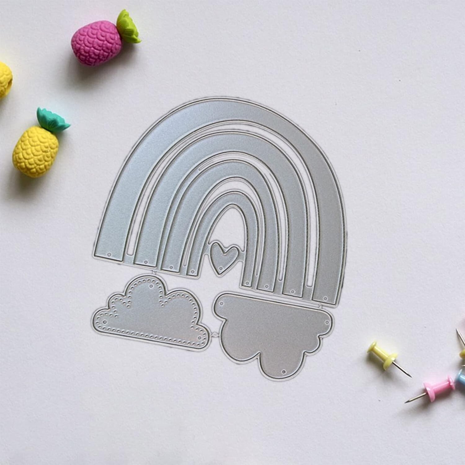 Silver Carbon Steel Cutting Die Metal Rainbow Cloud Love Heart Die Cut Mold T…