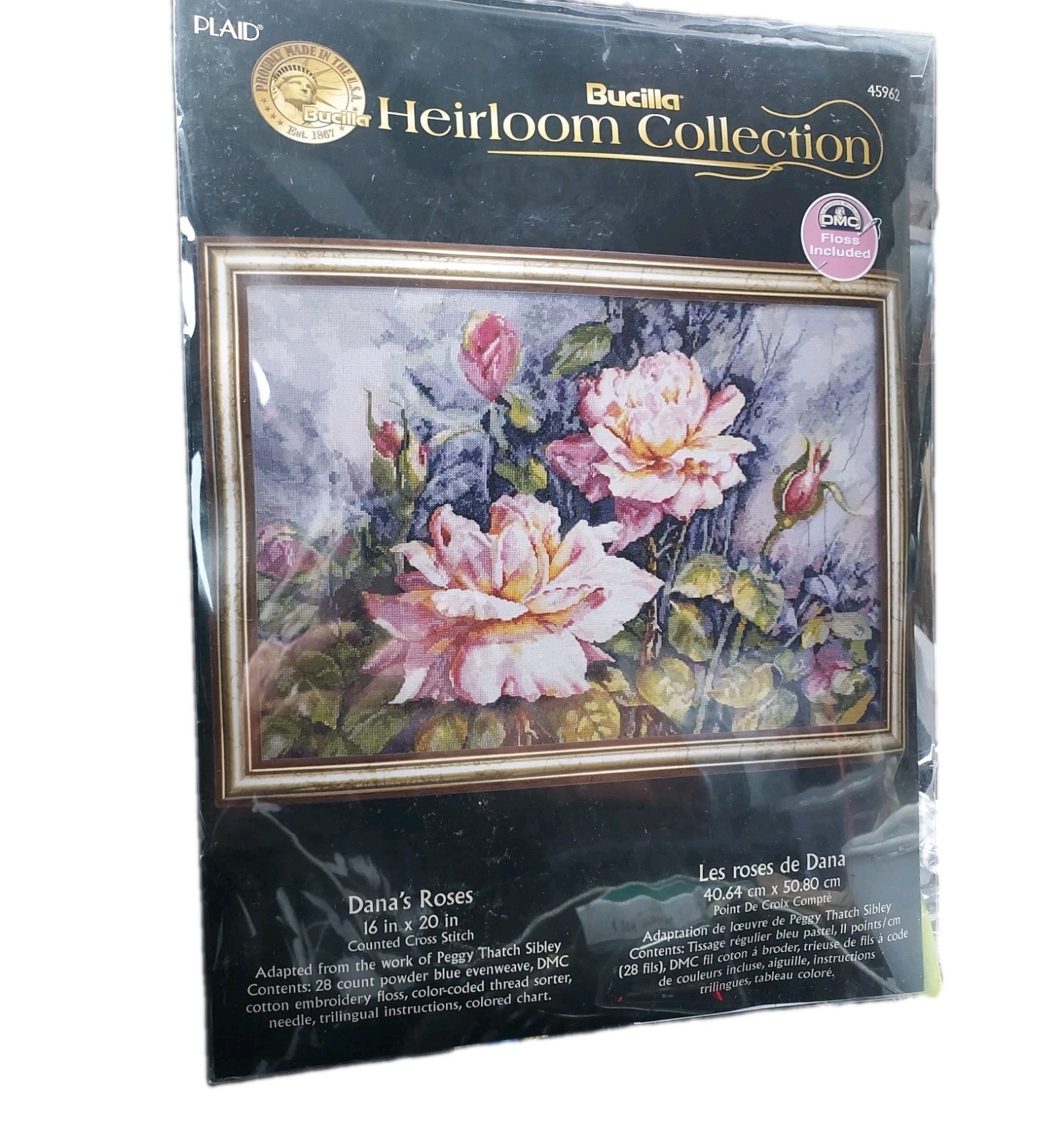 BUCILLA Heirloom Collection DANA’S ROSES 45962 Counted Cross Stitch Kit 16”x 20”