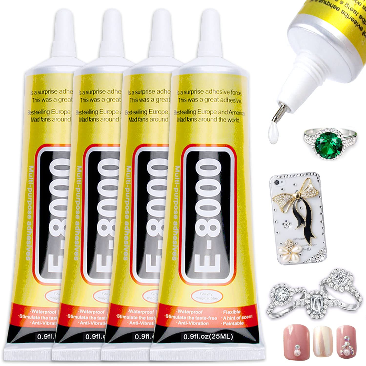 E-8000 Glue 15ml/25ml Clear Adhesive for Jewelry Crafts Rhinestones Phone Repair