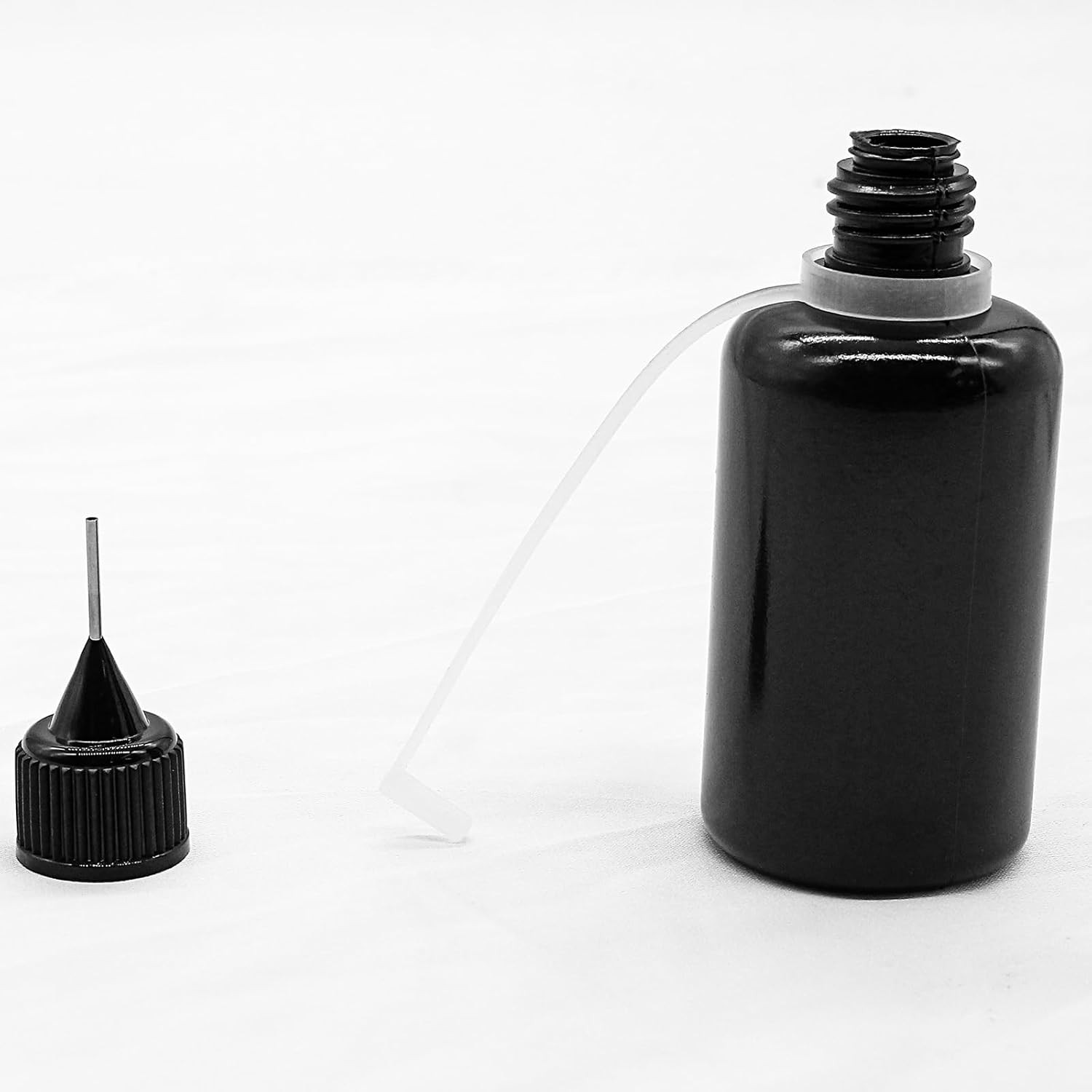 Hordion 12Pcs 1 Oz/ 30Ml Black Precision Tip Applicator Bottle, 10Ml Glue Applic