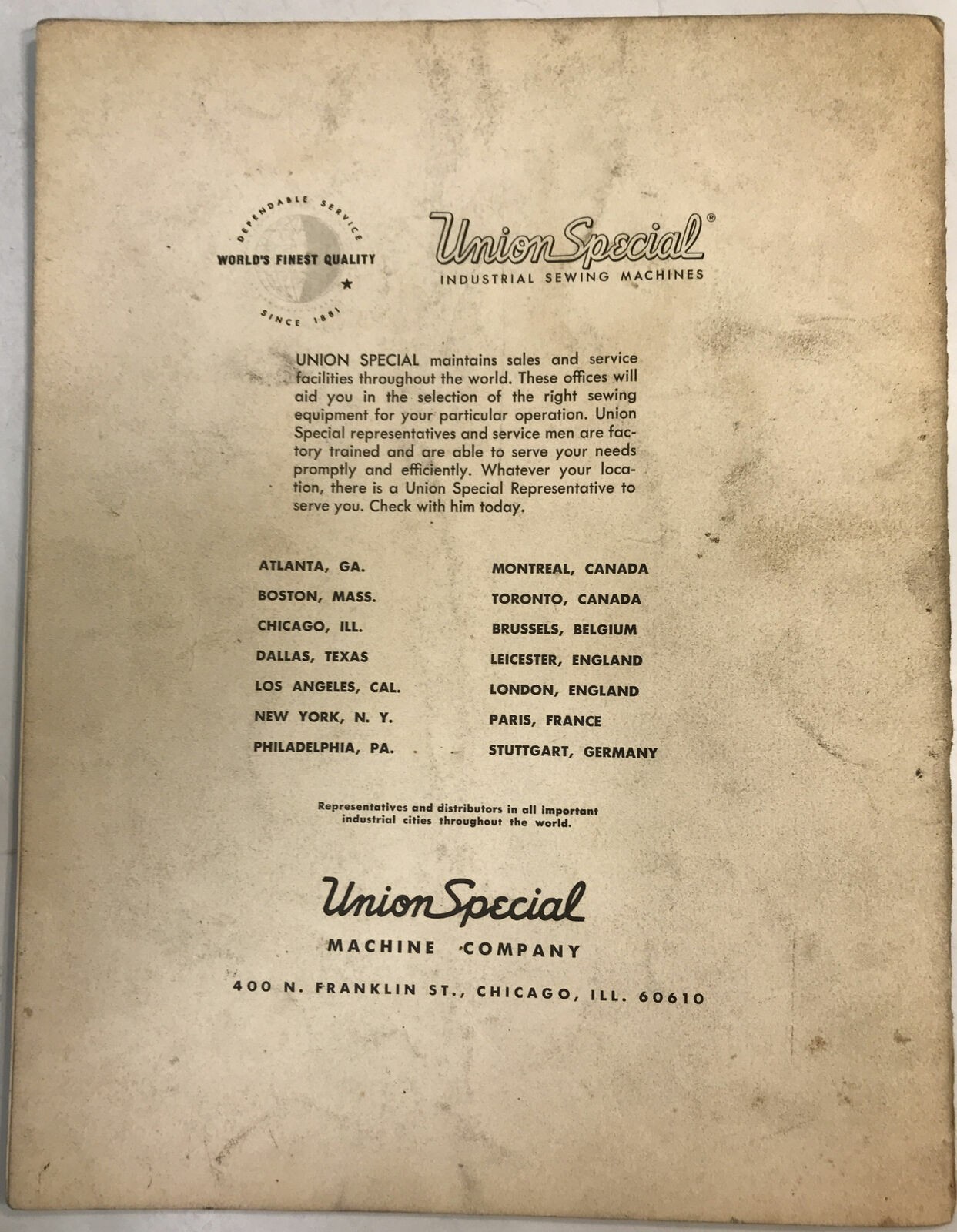 UNION SPECIAL CLASSES 54200 54400 STREAMLINED MULTIPLE NEEDLE MACHINE PARTS BOOK