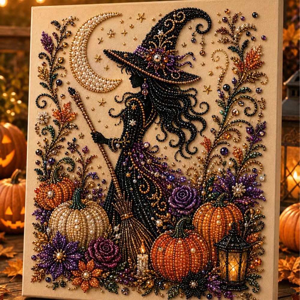 Halloween Ghost Pearl Art DIY Kit, Spooky Cute 3D Diamond Painting Crafts