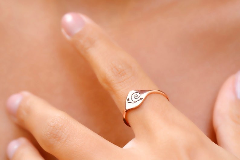 Custom Personalized Gold Ring Minimalist Engraved Animal Design Butterfly ETC