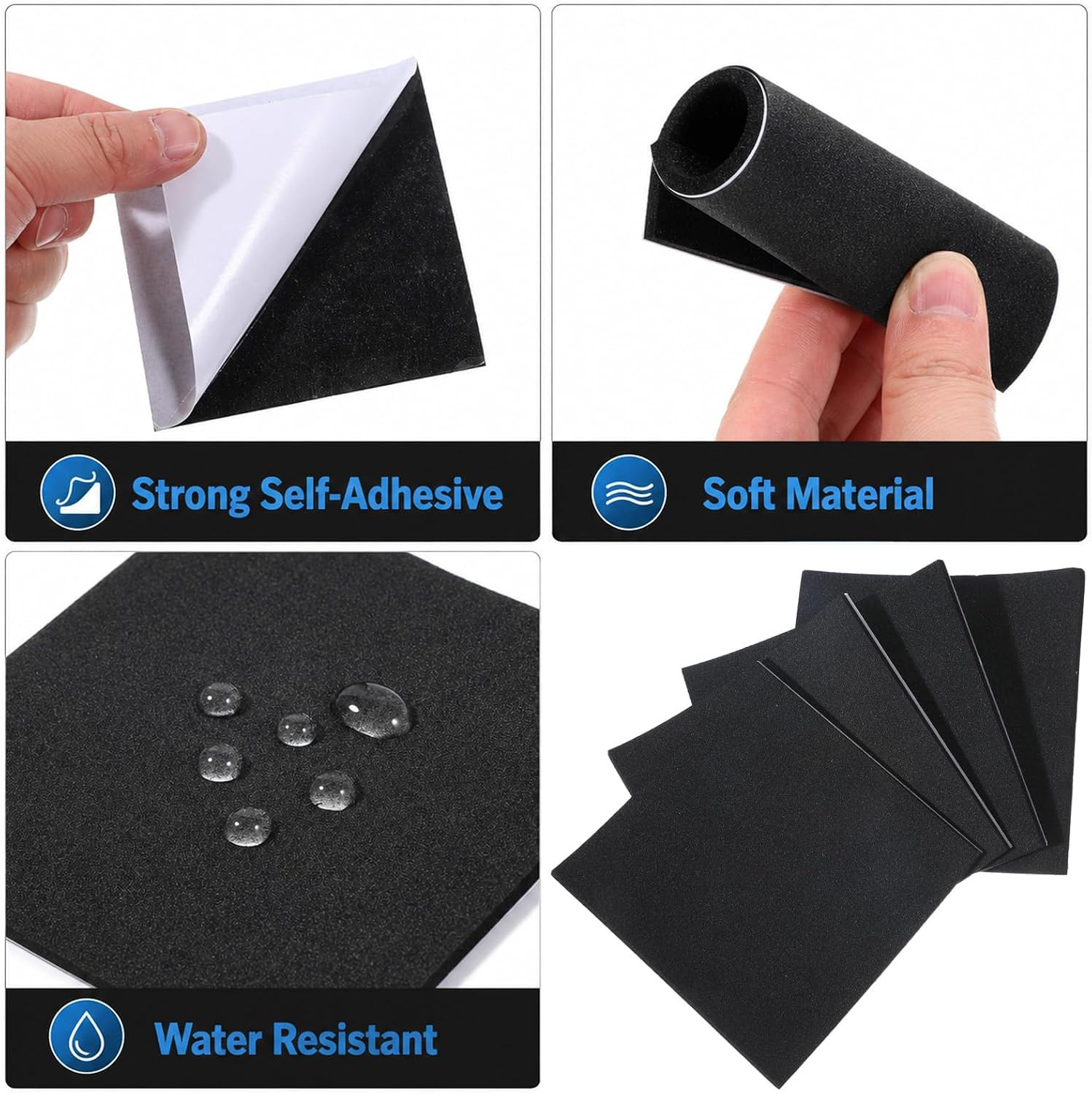 10 Pcs Adhesive Foam Padding, Thin Foam Padding 1/8″ Thick, 4″X4″ Closed Cell