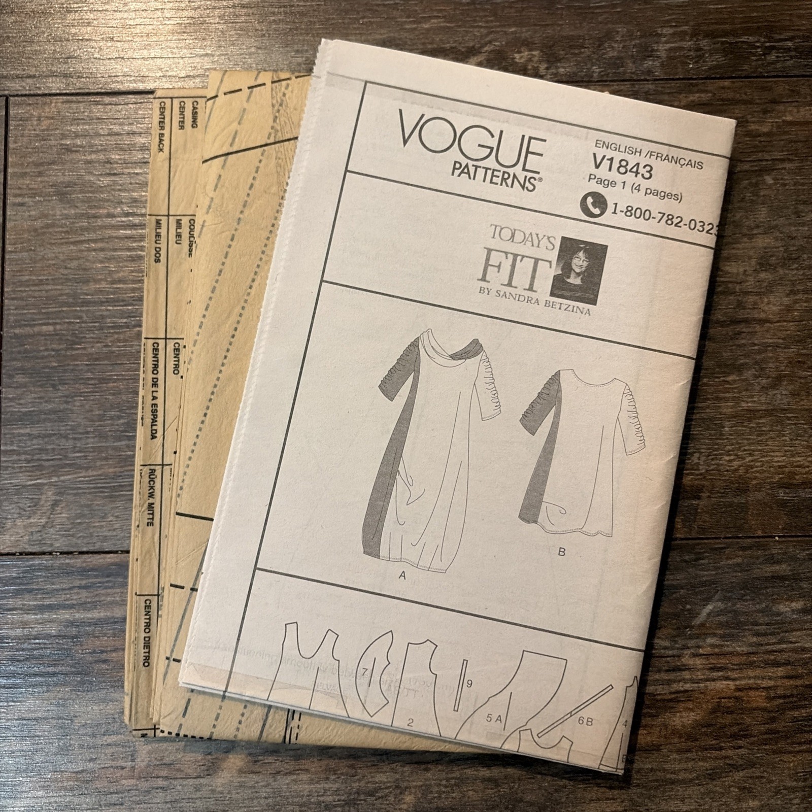 Vogue V1843 Sewing Pattern Sandra Betzina Misses Dresses Tunic ALL SIZES UNCUT