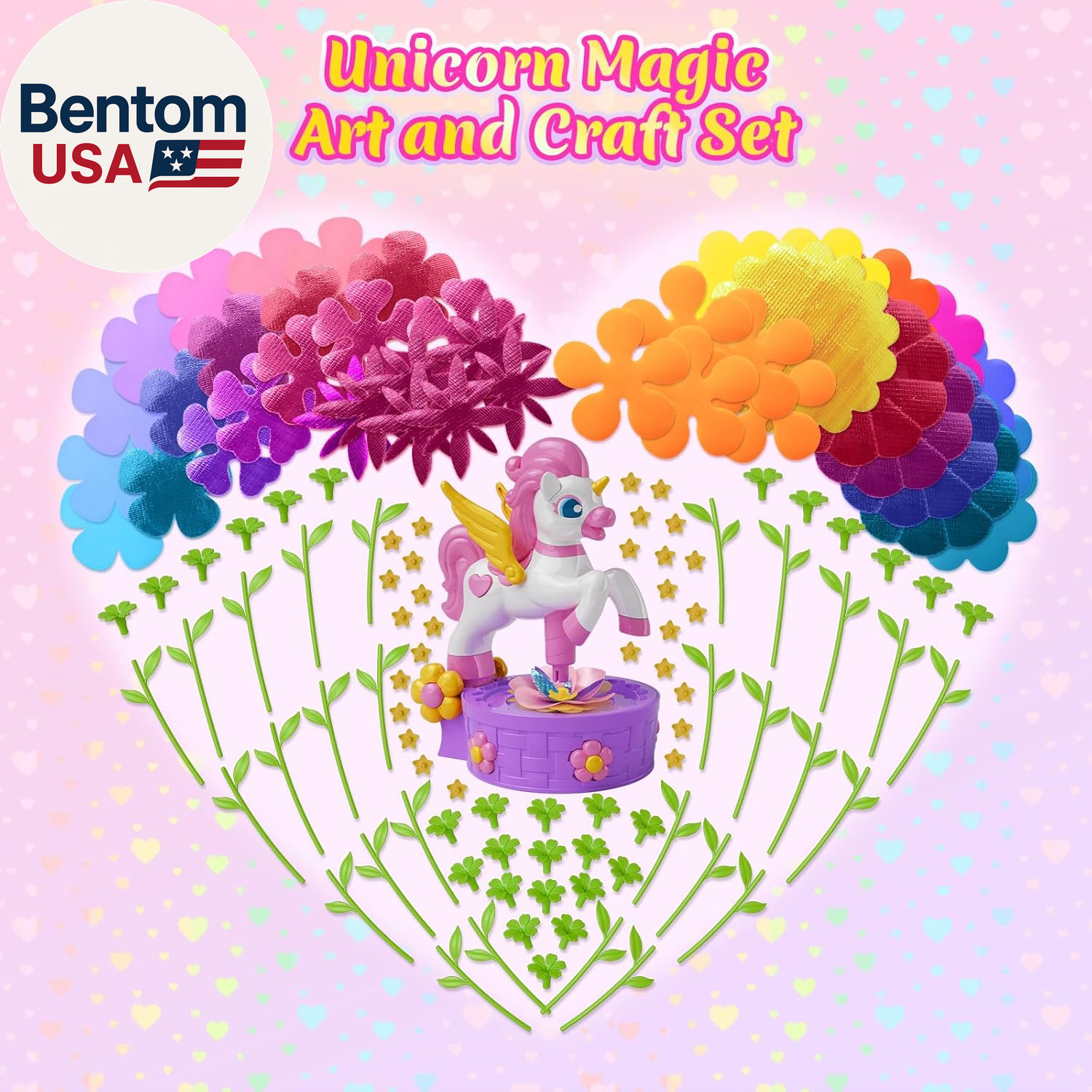 Craft Kits, Press-To-Create Flower Maker, Unicorn Toys for Girl Age 3-12, Fabric