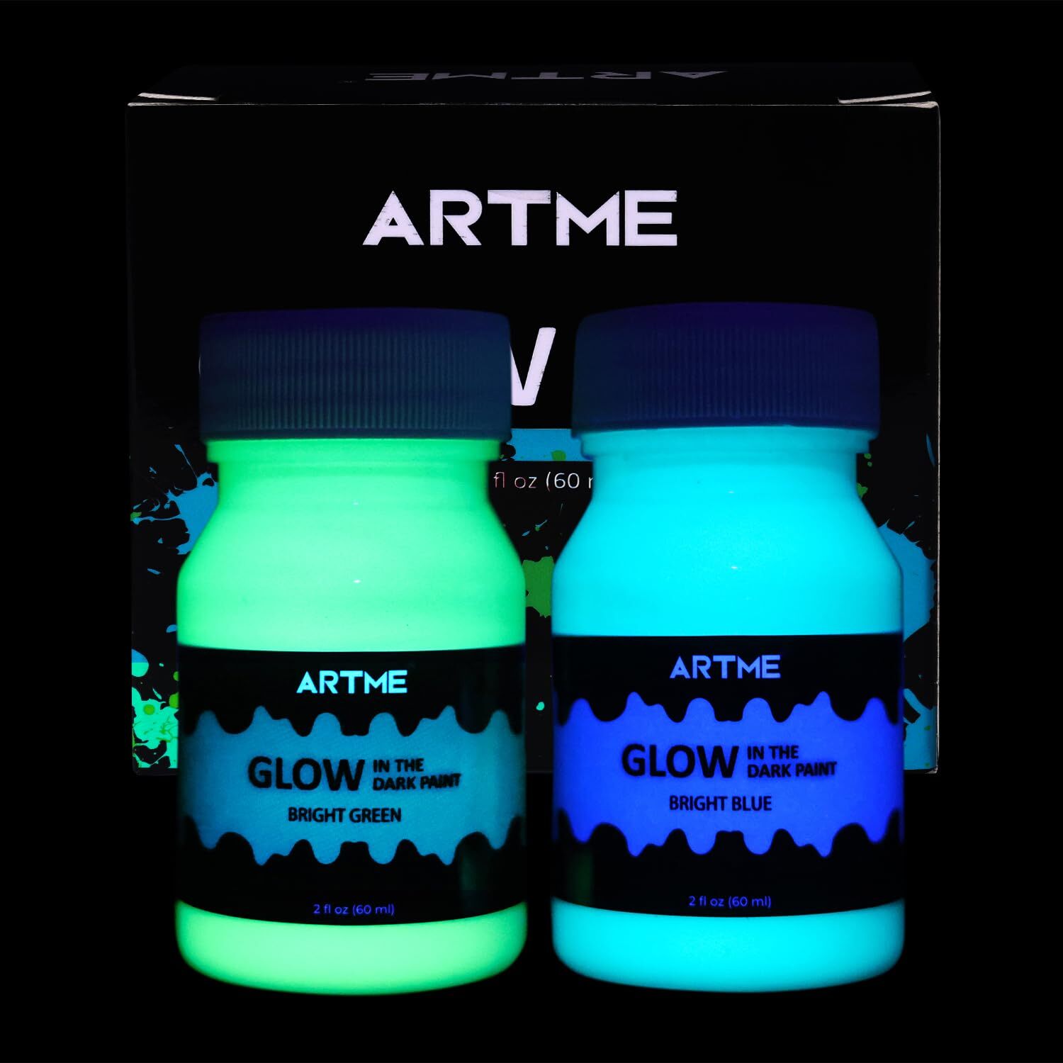 Glow In The Dark Paint Glow Paint Set Of Green And Blue Colors 60ml/2oz Each A