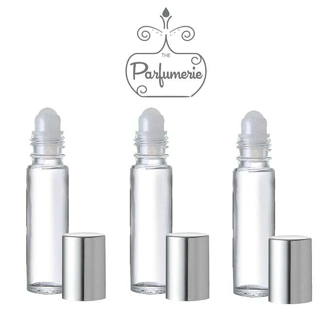 Roll on Essential Oil Bottles 10ml Silver/Gold Cap Glass Perfume 1/3 oz.