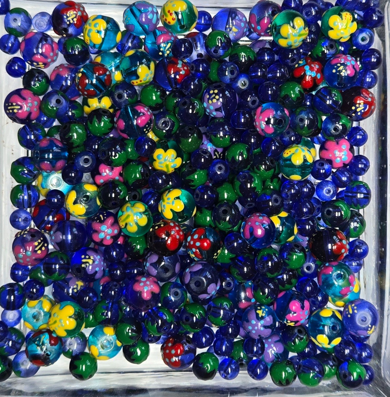 Flower Beads Round Navy Blue Beads for Jewelry Beads DIY craft 100 pcs 10mm