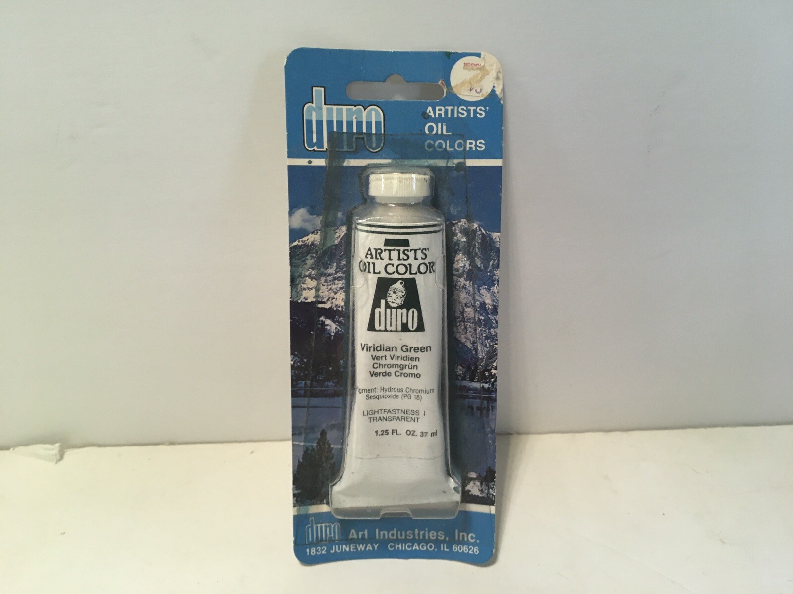 Duro Artist’s Oil Color 1.25 oz 37 ml Viridian Green Vtg NOS