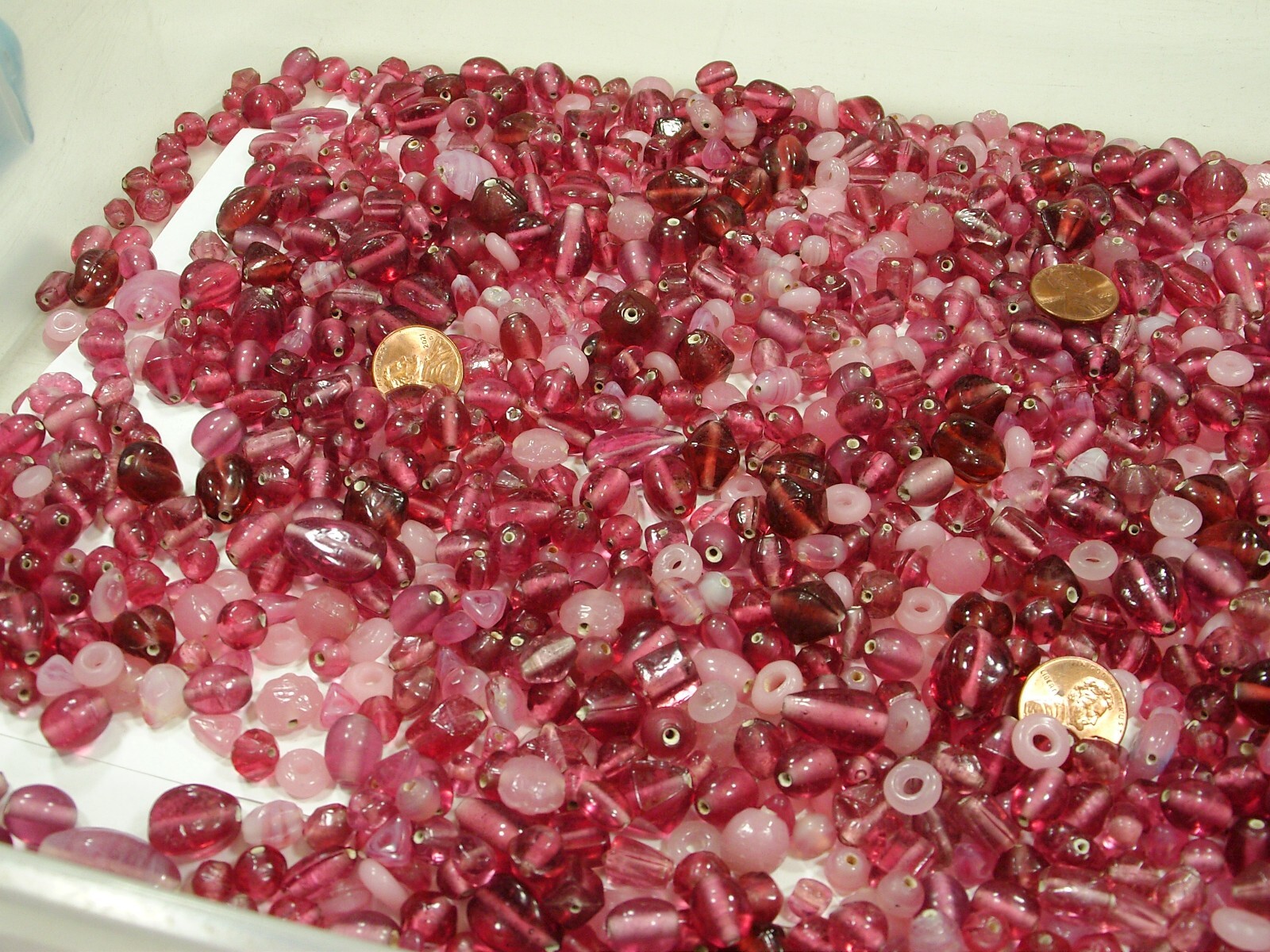 2 Pounds Assorted Shapes and Sizes India Handmade Pink Glass Beads Bulk (GV-3B)