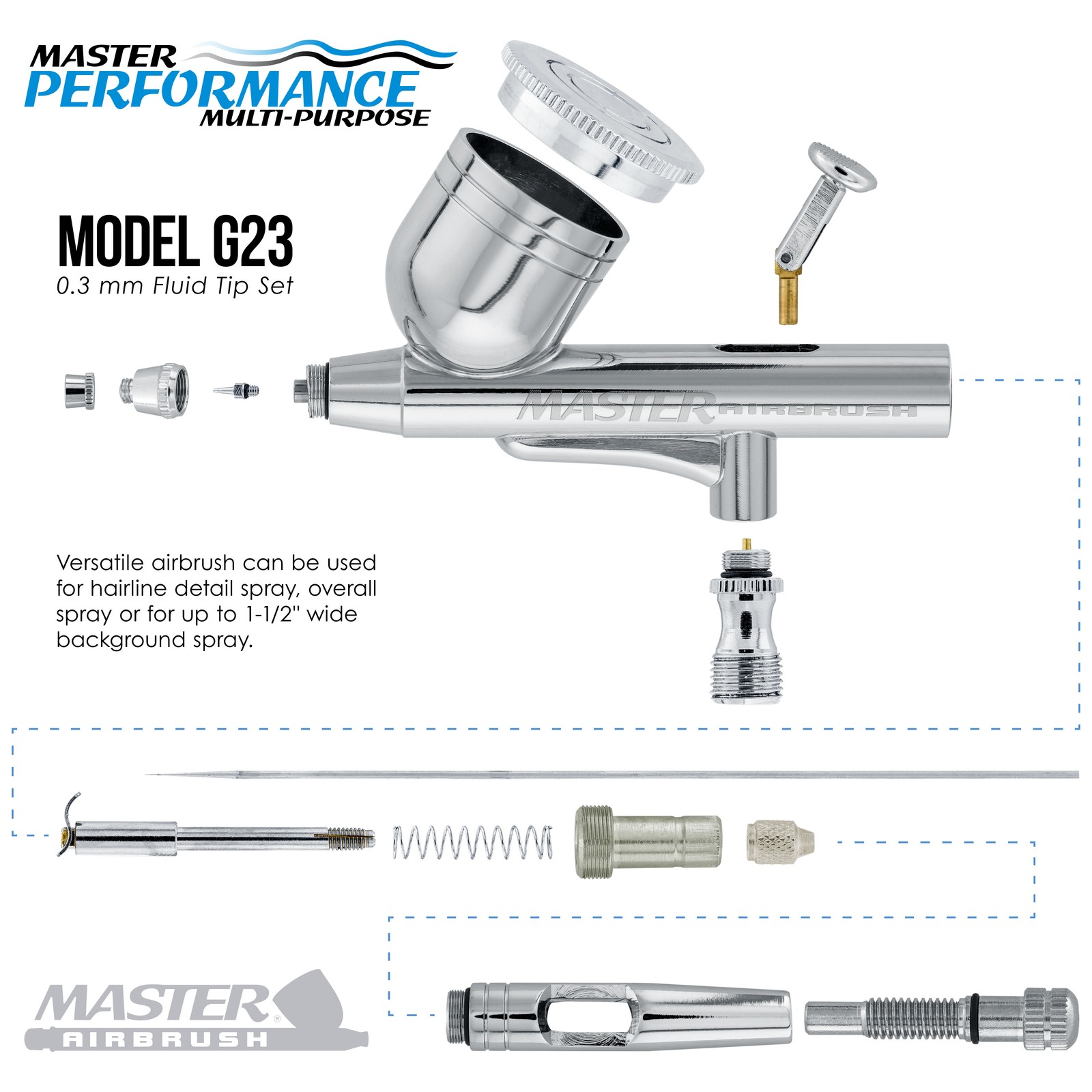 Master G23 Gravity Feed Airbrush Air Compressor System Kit, Hobby, Cake, Tattoo